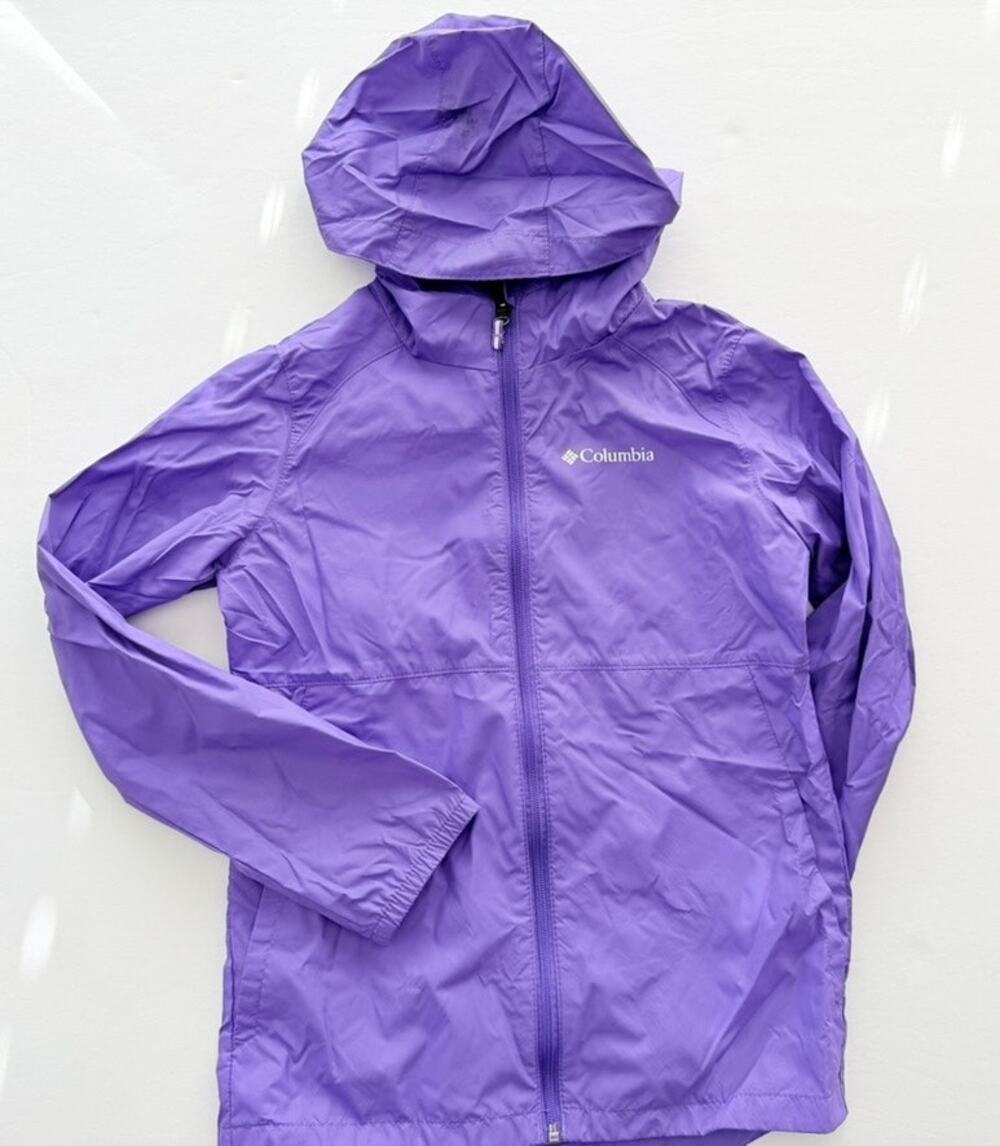 Columbia Kids Purple Rain Coat Size Medium 10/12 Rain Wind Outdoors